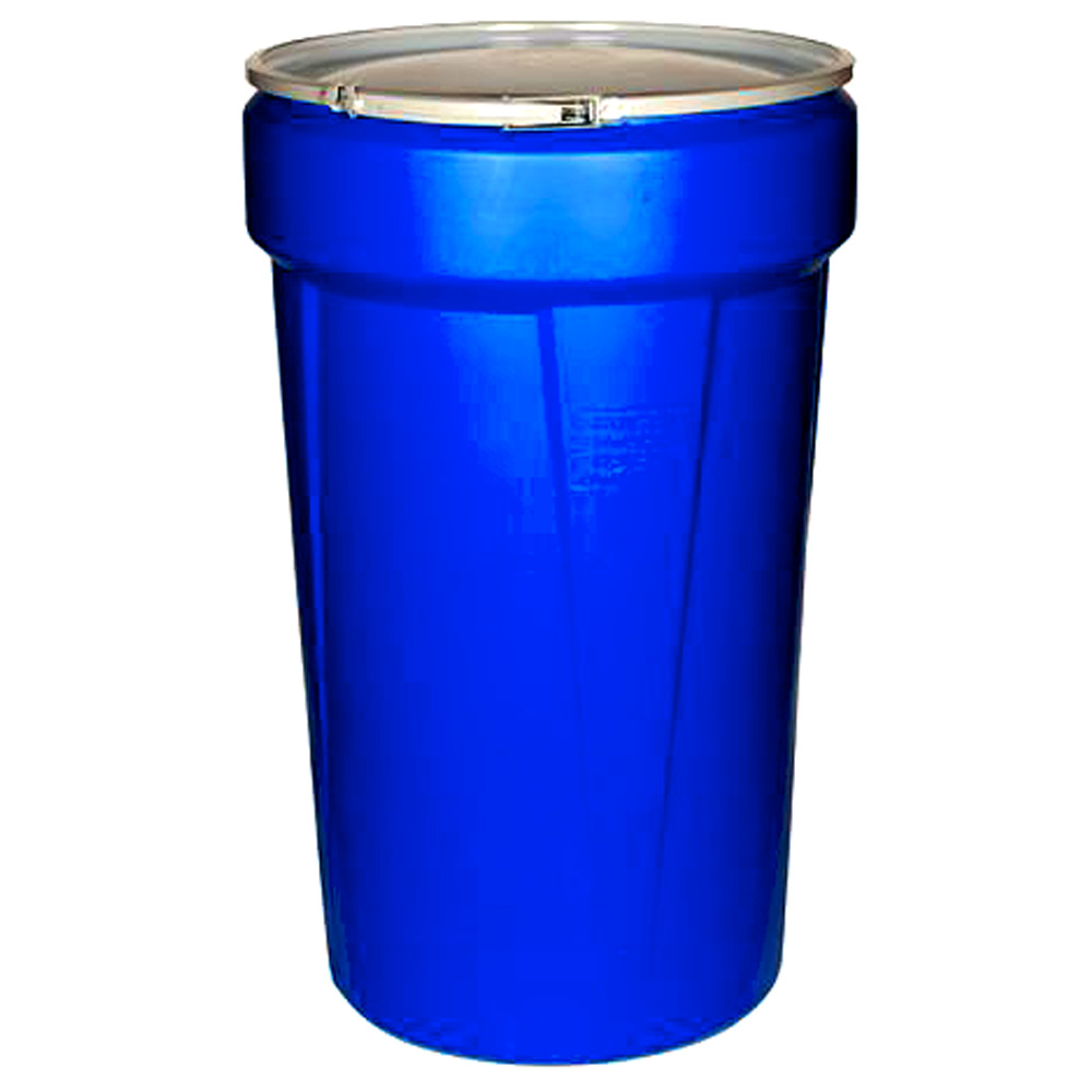 Poly Drum - 55-Gallon - Open - Aggressive Chemical Storage - Blue - 1