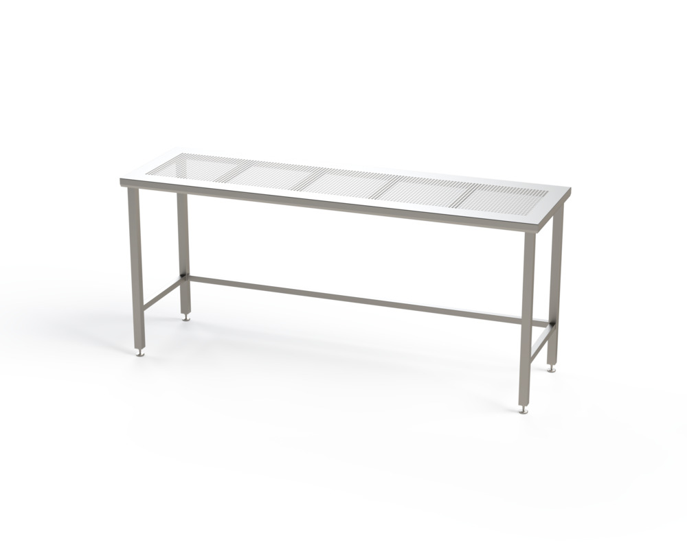 Table en acier inoxydable pour salle blanche, avec plan de travail perforé, 1700 x 700 x 900 mm - 1