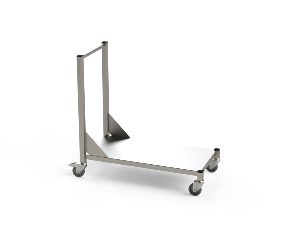 Chariot de transport en acier inox pour salle blanche, 1 étage, fond lisse, 800 x 400 x 1000 mm - 1