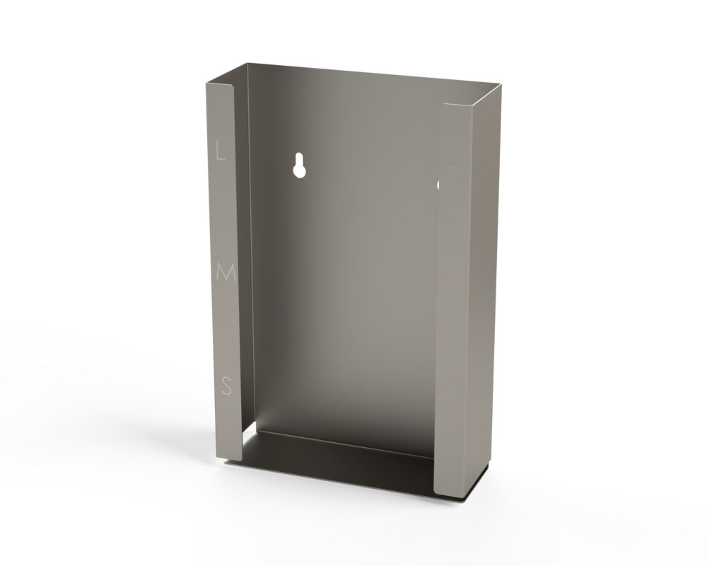 Handskdispenser för renrum i rostfritt stål, för två förpackningsenheter, 261 x 96 x 395 mm - 1