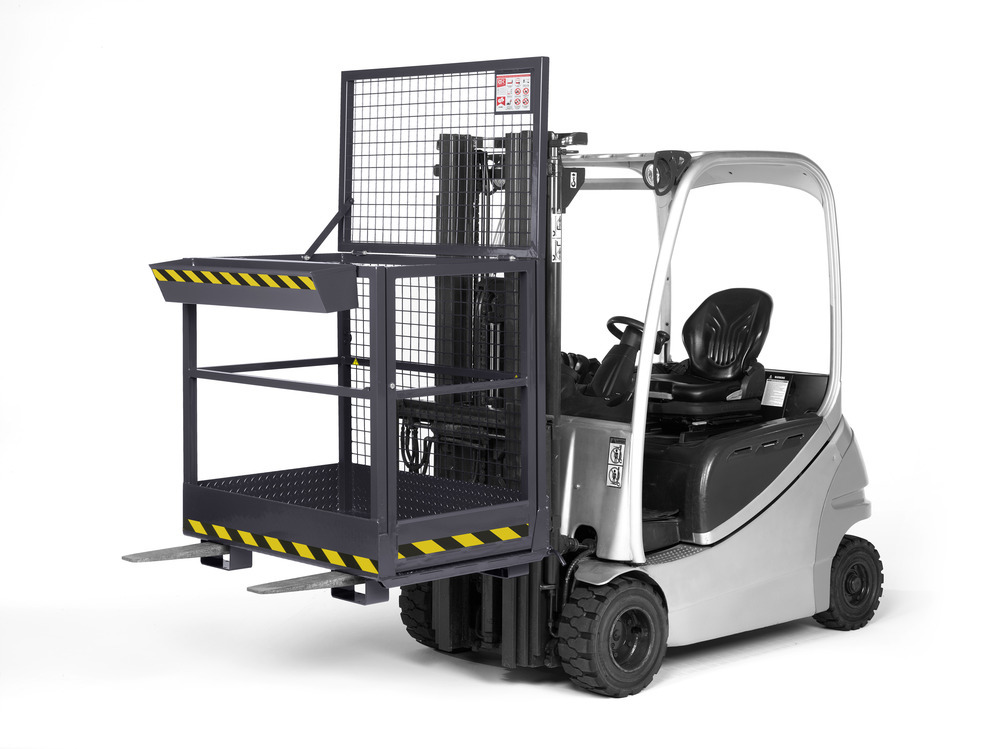 Arbeitskorb für Gabelstapler, Stahl pulverbeschichtet, LxB 800 x 1200mm, Traglast 300 kg, anthrazit - 1