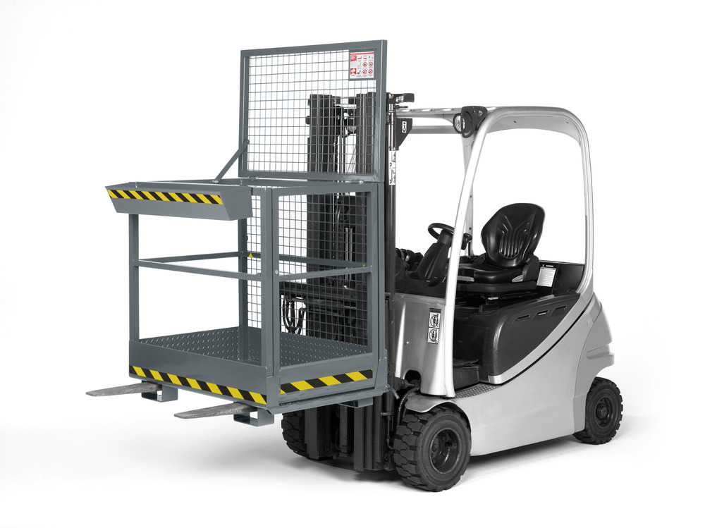 Arbeitskorb für Gabelstapler, Stahl pulverbeschichtet, LxB 800 x 1200 mm, Traglast 300 kg, grau - 1