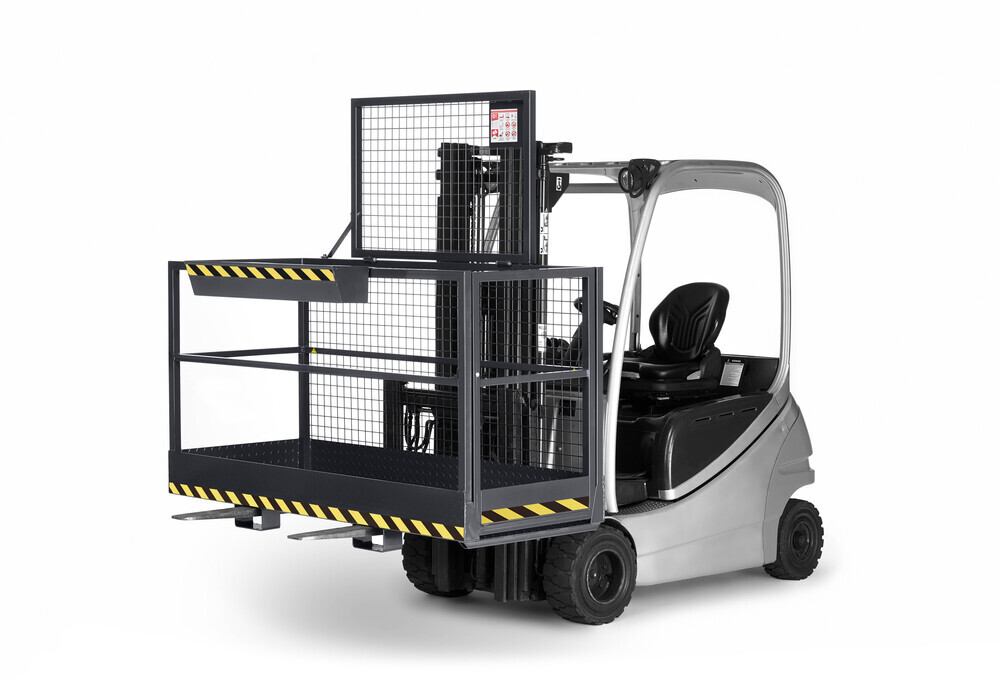 Arbeitskorb BIG für Gabelstapler, extra breit, pulverbeschichtet, 800 x 2000 mm, 300 kg, anthrazit - 1