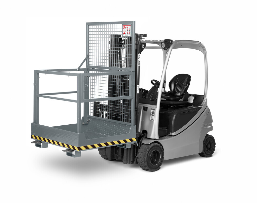 Arbeitskorb Kompakt für Gabelstapler, Stahl pulverbeschichtet, für 2 Personen, faltbar, grau - 1