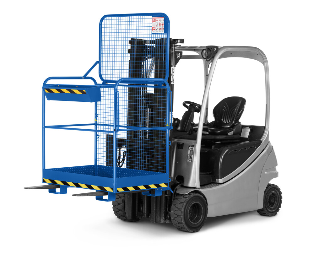 Arbeitskorb Eco für Gabelstapler, Stahl pulverbeschichtet, für 2 Personen, LxB 800 x 1200 mm, blau - 1