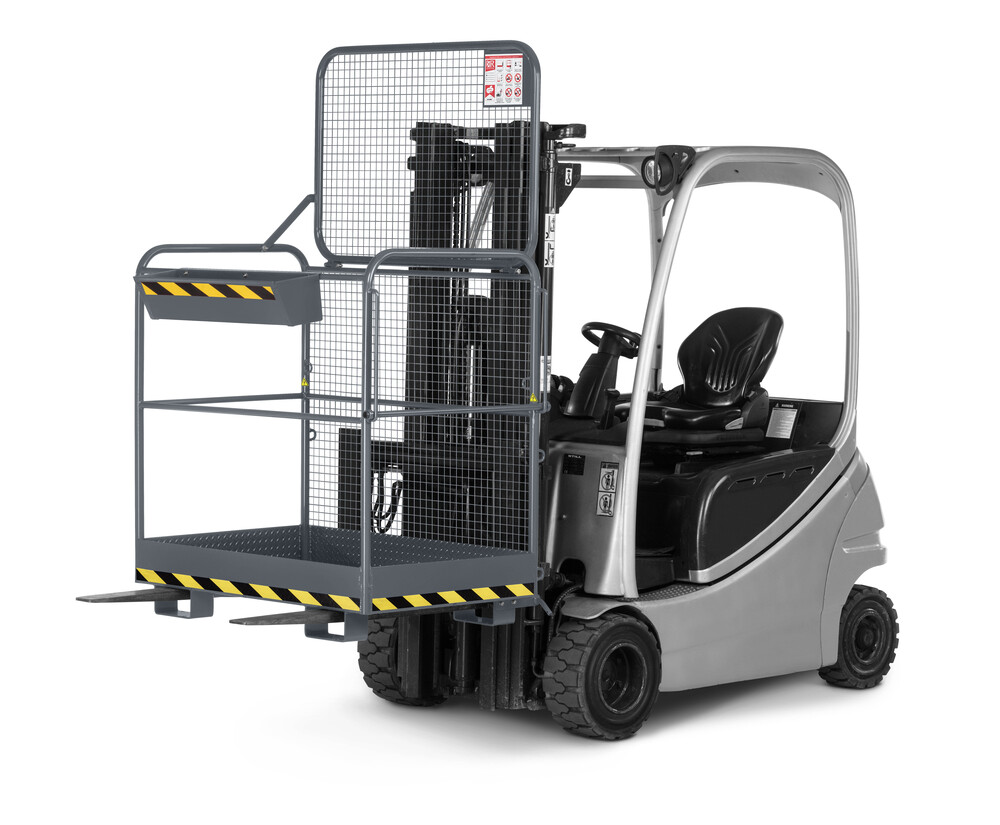 Arbeitskorb Eco für Gabelstapler, Stahl pulverbeschichtet, für 2 Personen, LxB 800 x 1200 mm, grau - 1