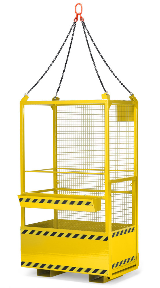 Arbeitskorb für Gabelstapler, pulverbeschichtet, kranbare Version für DE und AT, 300 kg, gelb - 1