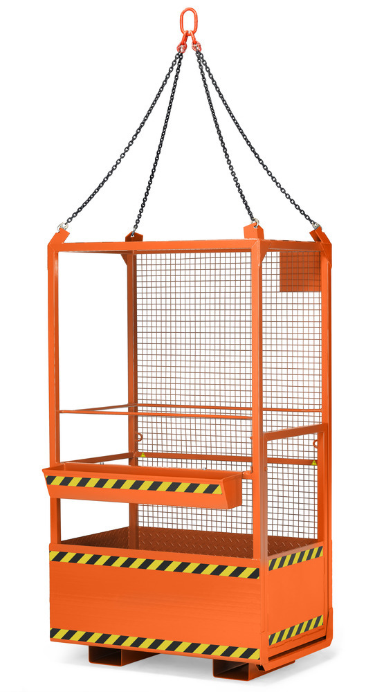 Arbeitskorb für Gabelstapler, pulverbeschichtet, kranbare Version für DE und AT, 300 kg, orange - 1