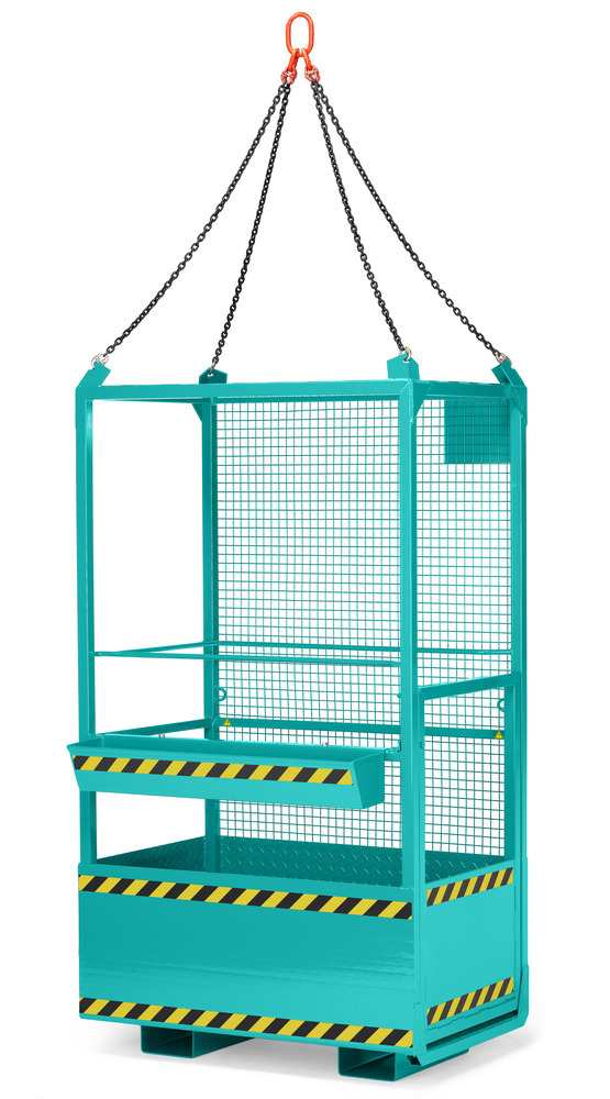 Arbeitskorb für Gabelstapler, pulverbeschichtet, kranbare Version für DE und AT, 300 kg, türkis - 1