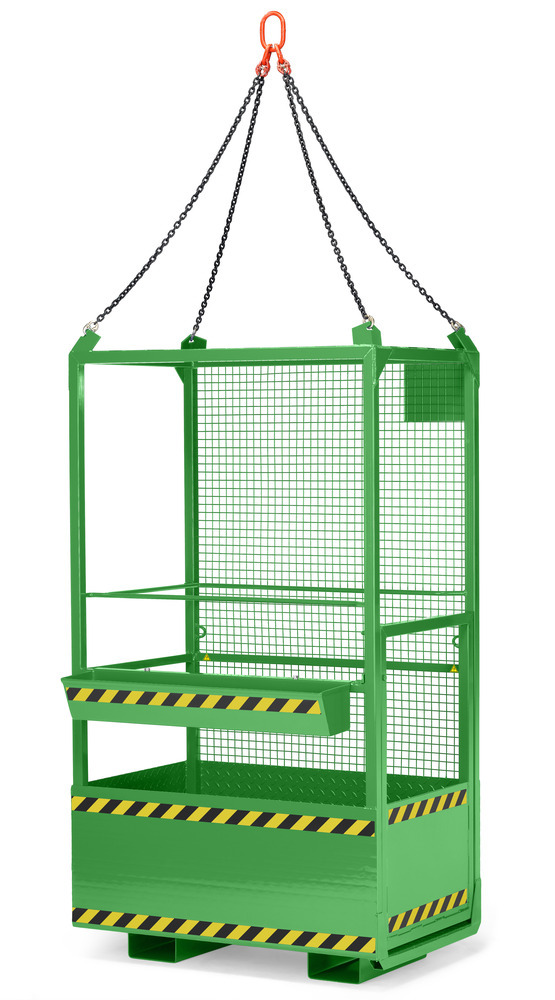 Arbeitskorb für Gabelstapler, pulverbeschichtet, kranbare Version für DE und AT, 300 kg, gelbgrün - 1