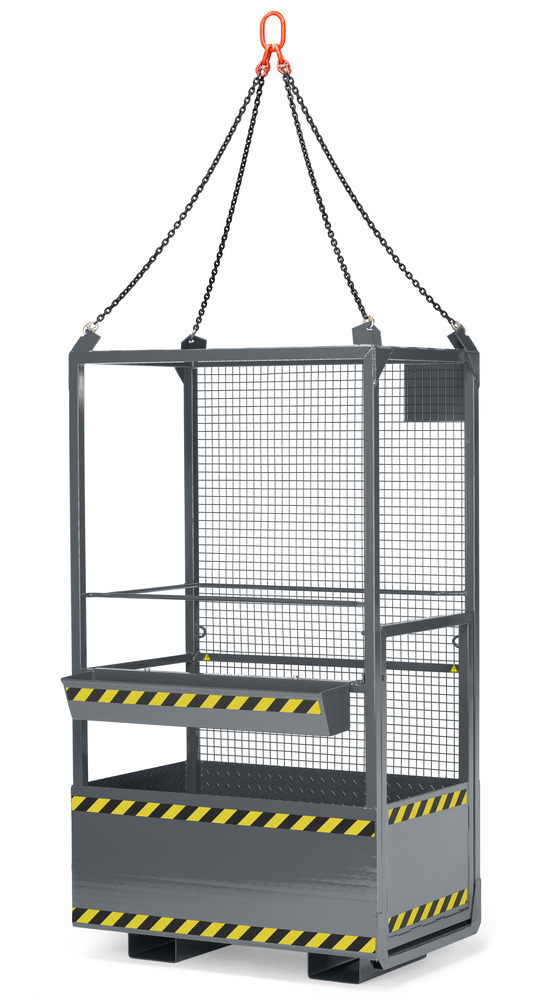 Arbeitskorb für Gabelstapler, pulverbeschichtet, kranbare Version für DE und AT, 300 kg, grau - 1