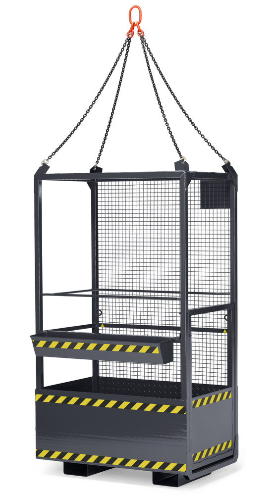 Arbeitskorb für Gabelstapler, pulverbeschichtet, kranbare Version für DE und AT, 300 kg, anthrazit - 1