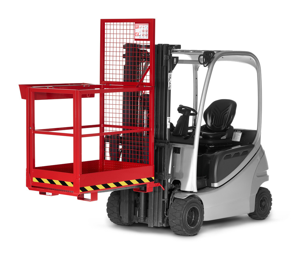 Arbeitskorb Slim für Gabelstapler, Stahl pulverbeschichtet, LxB 1200x800mm, Traglast 300 kg, rot - 1