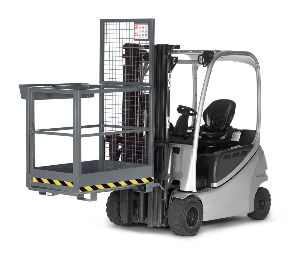 Arbeitskorb Slim für Gabelstapler, Stahl pulverbeschichtet, LxB 1200 x 800mm, Traglast 300 kg, grau - 1