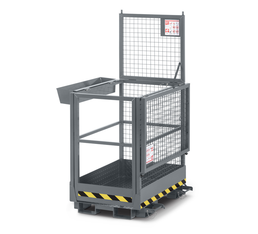 Arbeitskorb Duo für Gabelstapler, Stahl pulverbeschichtet, LxB 800 x 1200 mm, Traglast 300 kg, grau - 2