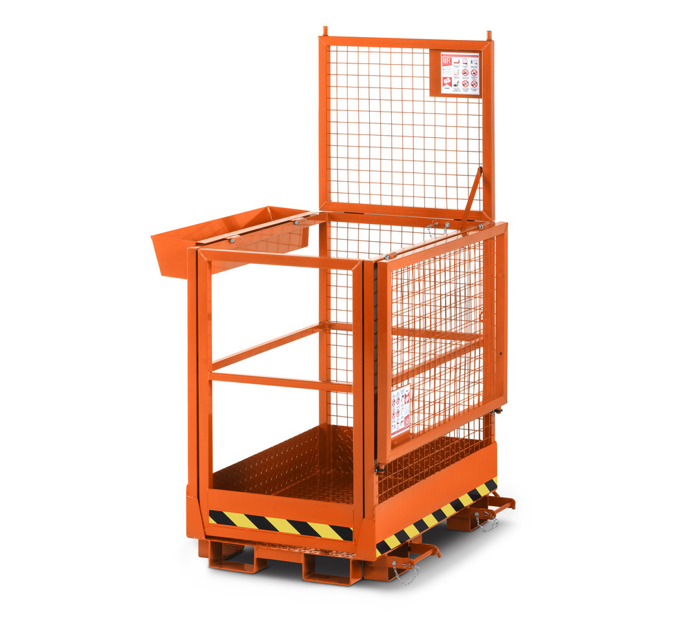 Arbeitskorb Duo für Gabelstapler, Stahl pulverbeschichtet, LxB 800 x 1200mm, Traglast 300 kg, orange - 2