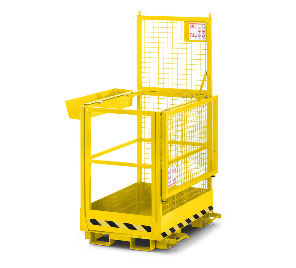 Arbeitskorb Duo für Gabelstapler, Stahl pulverbeschichtet, LxB 800 x 1200 mm, Traglast 300 kg, gelb - 2