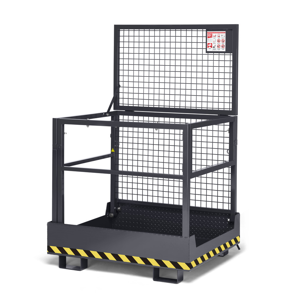 Arbeitskorb Kompakt für Gabelstapler, Stahl pulverbeschichtet, für 2 Personen, faltbar, anthrazit - 3