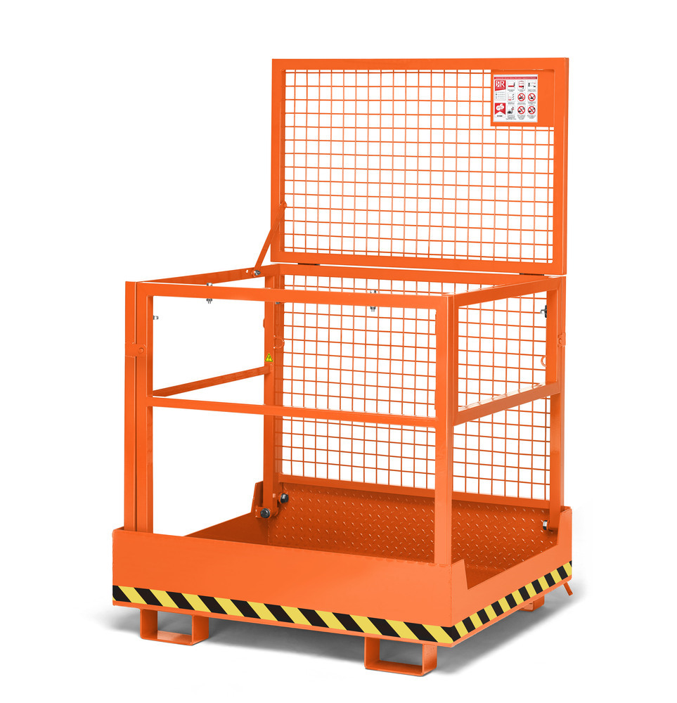 Arbeitskorb Kompakt für Gabelstapler, Stahl pulverbeschichtet, für 2 Personen, faltbar, orange - 3