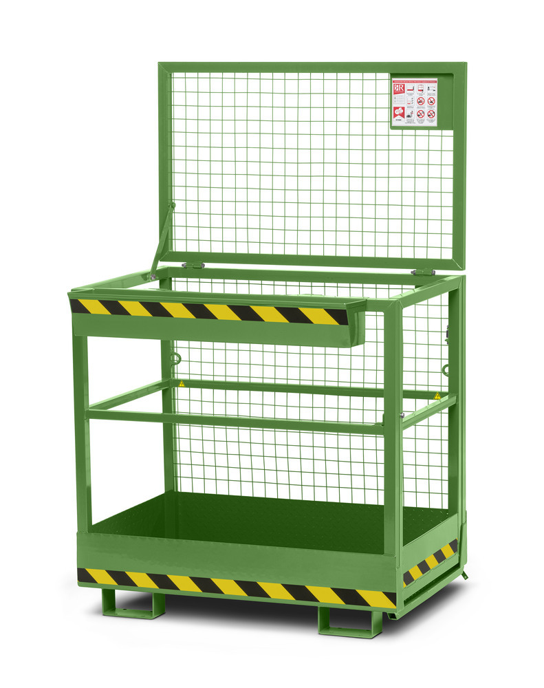 Arbeitskorb für Gabelstapler, Stahl pulverbeschichtet, LxB 800 x 1200 mm, Traglast 300 kg, grün - 2