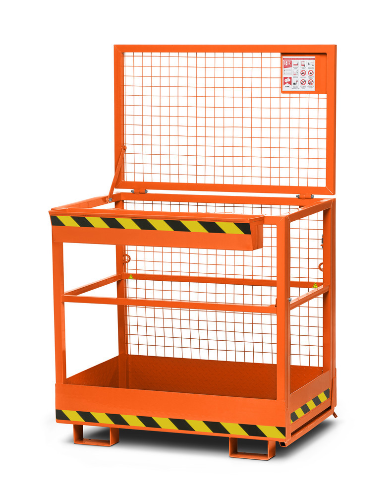 Arbeitskorb für Gabelstapler, Stahl pulverbeschichtet, LxB 800 x 1200 mm, Traglast 300 kg, orange - 2