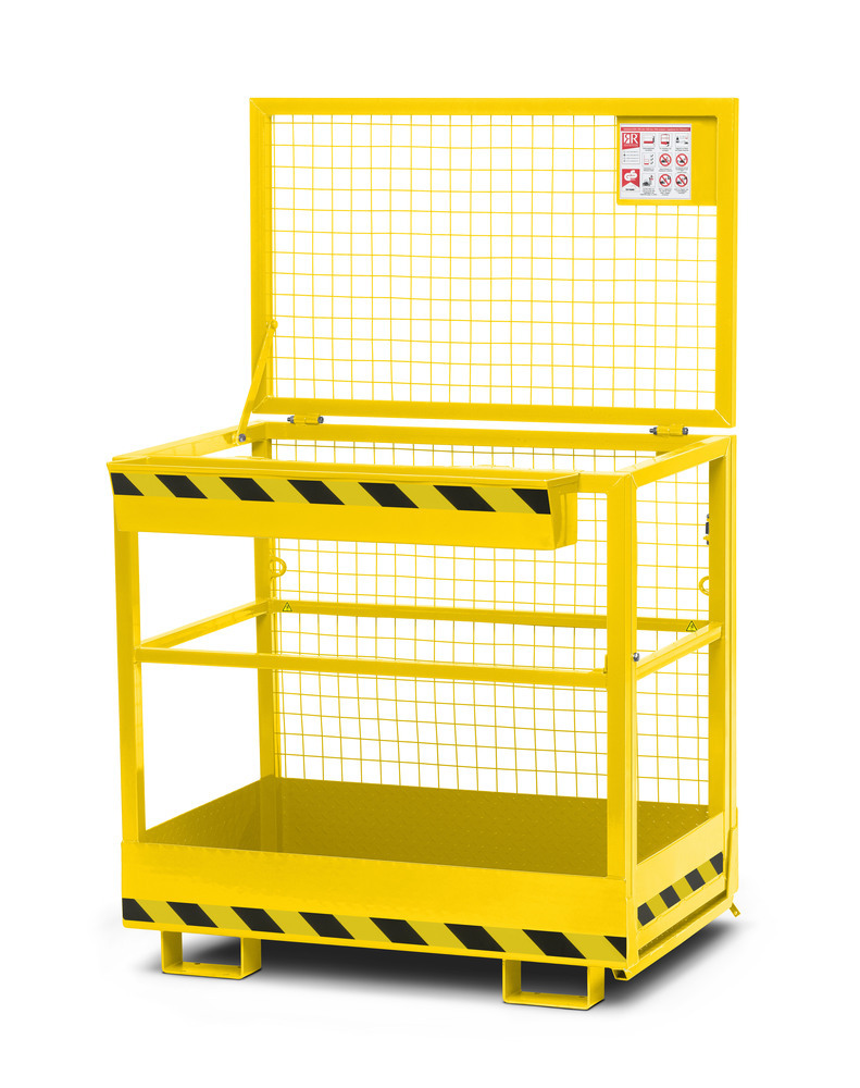 Arbeitskorb für Gabelstapler, Stahl pulverbeschichtet, LxB 800 x 1200 mm, Traglast 300 kg, gelb - 2