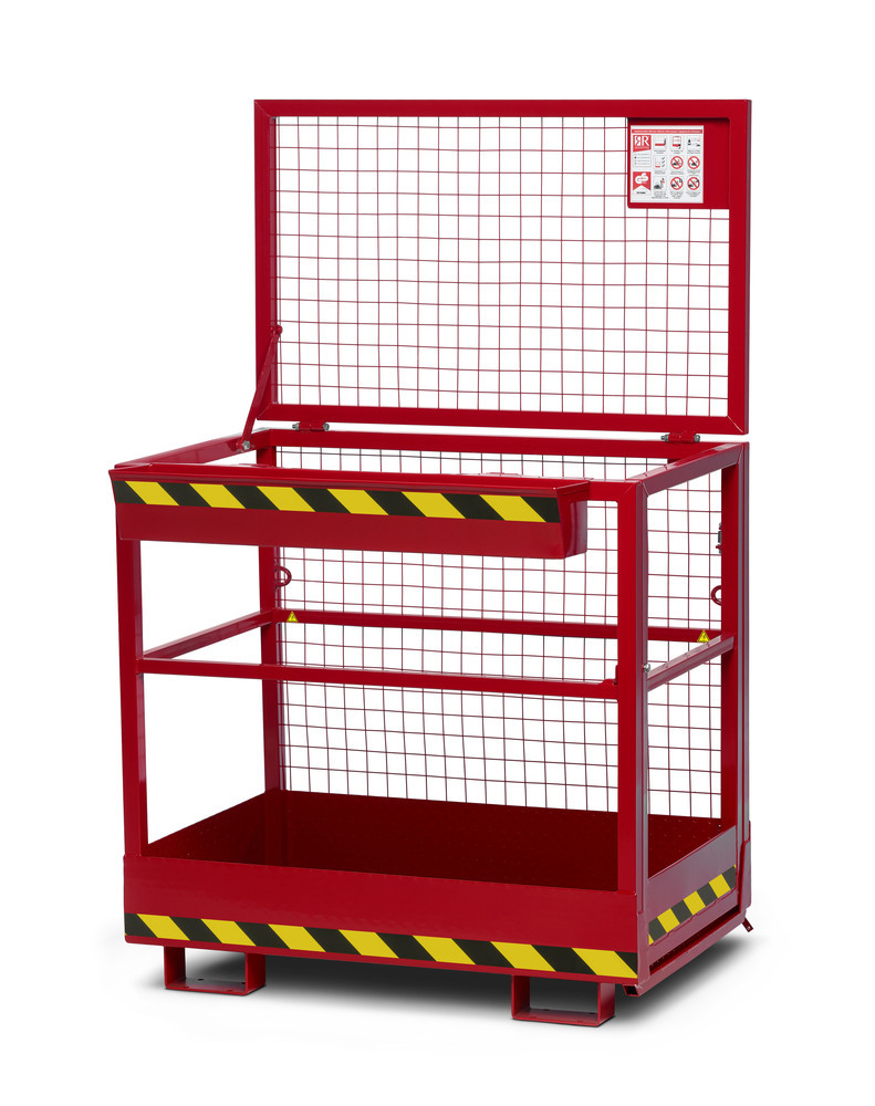 Arbeitskorb für Gabelstapler, Stahl pulverbeschichtet, LxB 800x1200mm, Traglast 300kg, rot - 2