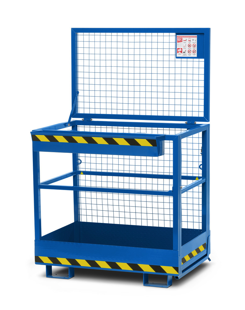 Arbeitskorb für Gabelstapler, Stahl pulverbeschichtet, LxB 800x1200mm, Traglast 300kg, blau - 4