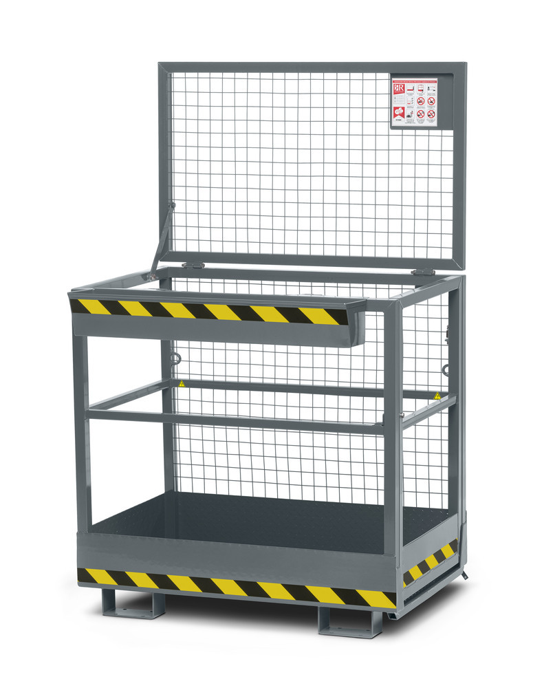 Arbeitskorb für Gabelstapler, Stahl pulverbeschichtet, LxB 800 x 1200 mm, Traglast 300 kg, grau - 2