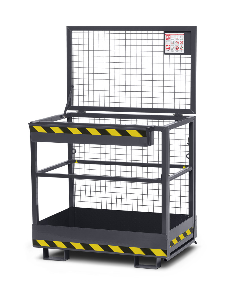 Arbeitskorb für Gabelstapler, Stahl pulverbeschichtet, LxB 800 x 1200mm, Traglast 300 kg, anthrazit - 2