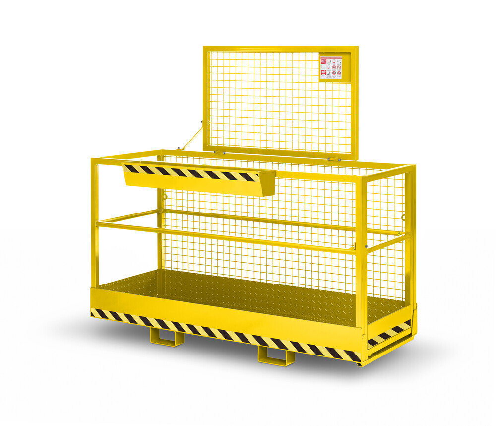 Arbeitskorb BIG für Gabelstapler, extra breit, pulverbeschichtet, 800 x 2000 mm, 300 kg, gelb - 2