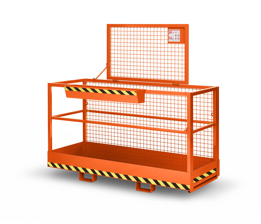 Arbeitskorb BIG für Gabelstapler, extra breit, pulverbeschichtet, 800 x 2000 mm, 300 kg, orange - 2