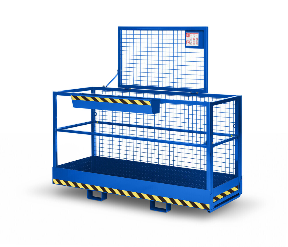 Arbeitskorb BIG für Gabelstapler, extra breit, pulverbeschichtet, 800 x 2000 mm, 300 kg, blau - 2