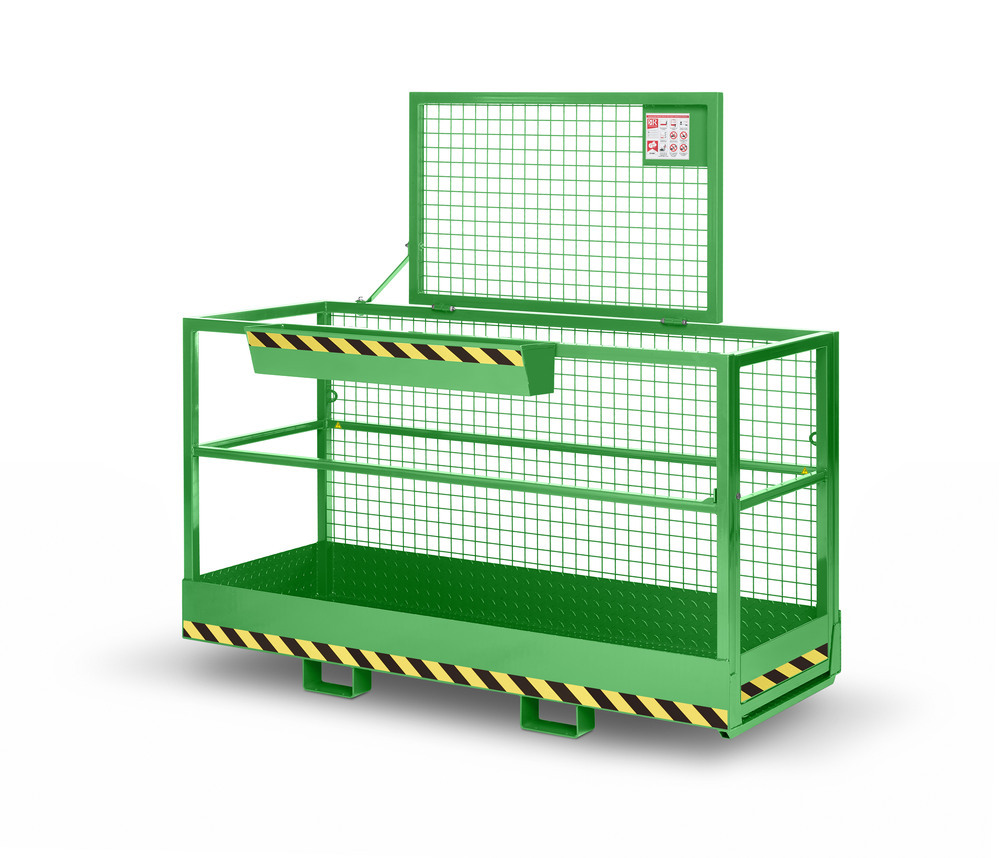 Arbeitskorb BIG für Gabelstapler, extra breit, pulverbeschichtet, 800 x 2000 mm, 300 kg, gelbgrün - 2