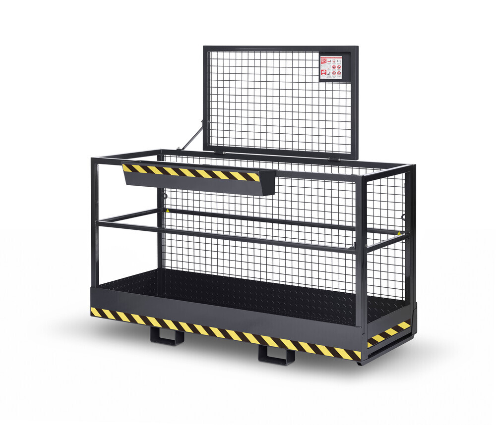 Arbeitskorb BIG für Gabelstapler, extra breit, pulverbeschichtet, 800 x 2000 mm, 300 kg, anthrazit - 2