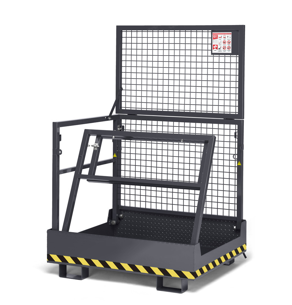 Arbeitskorb Kompakt für Gabelstapler, Stahl pulverbeschichtet, für 2 Personen, faltbar, anthrazit - 2