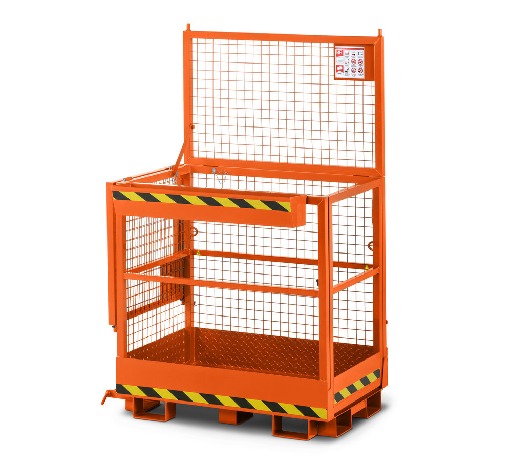 Arbeitskorb Duo für Gabelstapler, Stahl pulverbeschichtet, LxB 800 x 1200mm, Traglast 300 kg, orange - 1