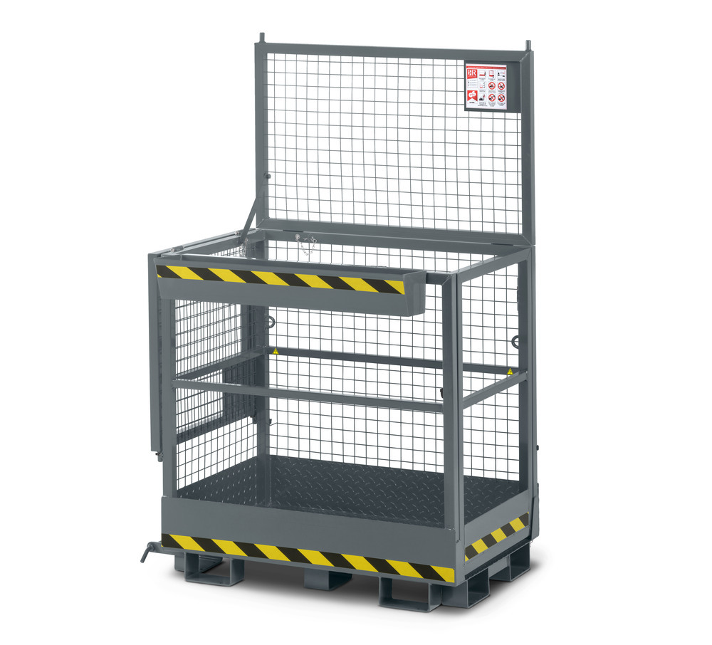 Arbeitskorb Duo für Gabelstapler, Stahl pulverbeschichtet, LxB 800 x 1200 mm, Traglast 300 kg, grau - 1