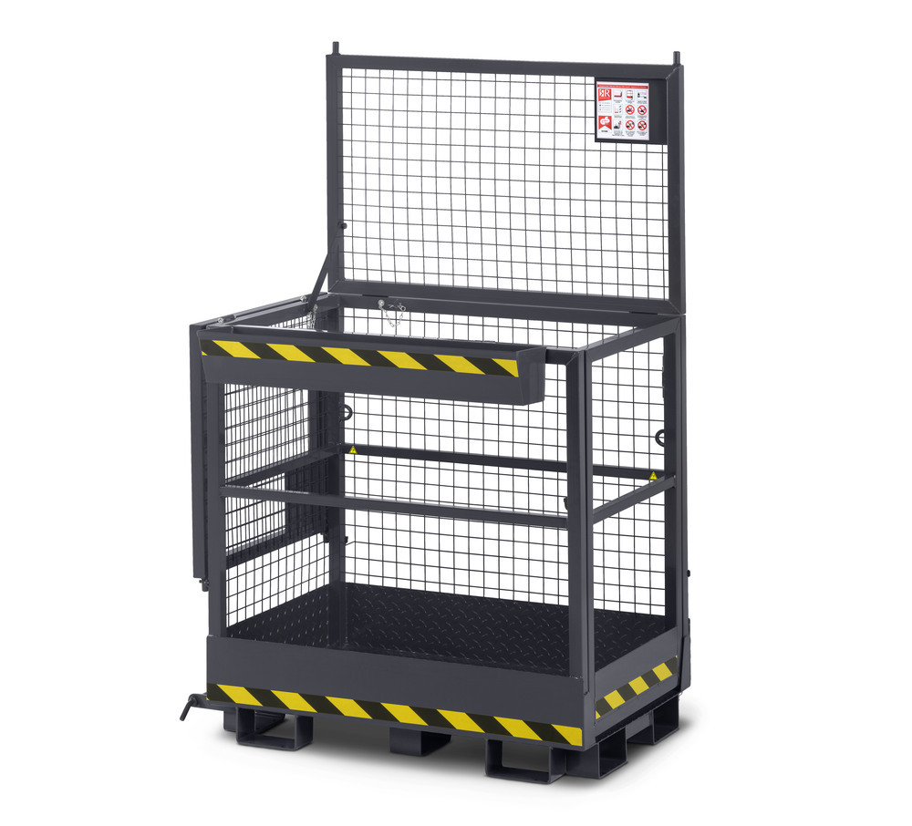 Arbeitskorb Duo für Gabelstapler, Stahl pulverbeschichtet, 800 x 1200 mm, Traglast 300 kg, anthrazit - 1
