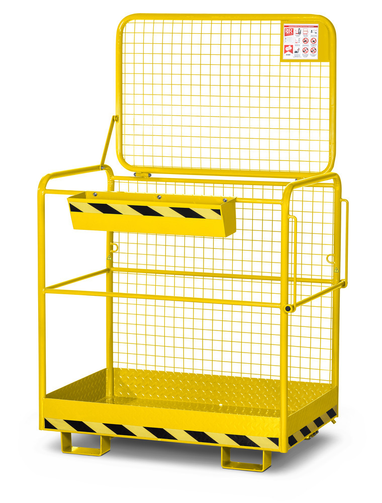 Arbeitskorb Eco für Gabelstapler, Stahl pulverbeschichtet, LxB 800 x 1200 mm, für 2 Personen, gelb - 2