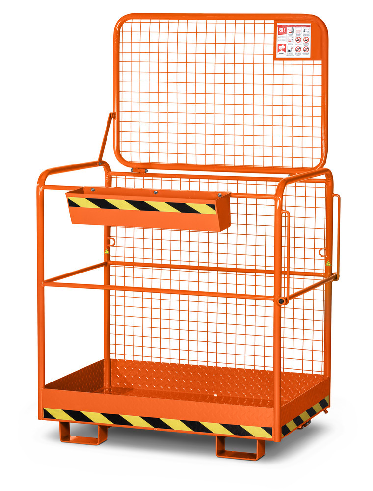 Arbeitskorb Eco für Gabelstapler, Stahl pulverbeschichtet, für 2 Personen, 800 x 1200 mm, orange - 2