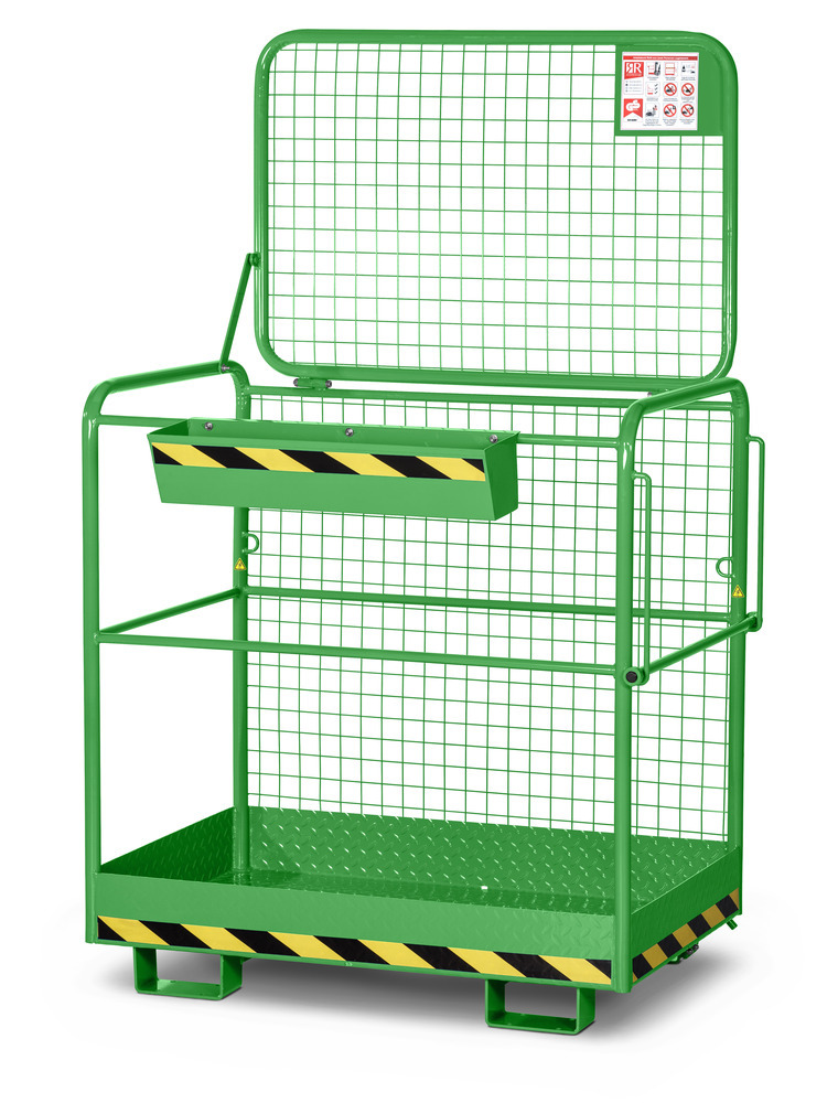 Arbeitskorb Eco für Gabelstapler, Stahl pulverbeschichtet, für 2 Personen, 800 x 1200 mm, gelbgrün - 2