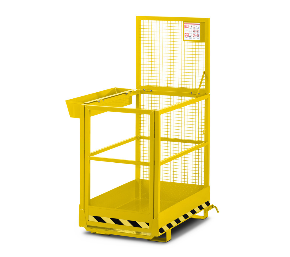 Arbeitskorb Slim für Gabelstapler, Stahl pulverbeschichtet, LxB 1200x800mm, Traglast 300 kg, gelb - 2