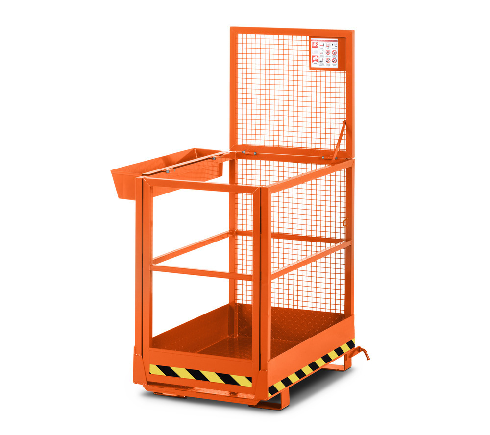 Arbeitskorb Slim für Gabelstapler, Stahl pulverbeschichtet, LxB 1200x800mm, Traglast 300 kg, orange - 2