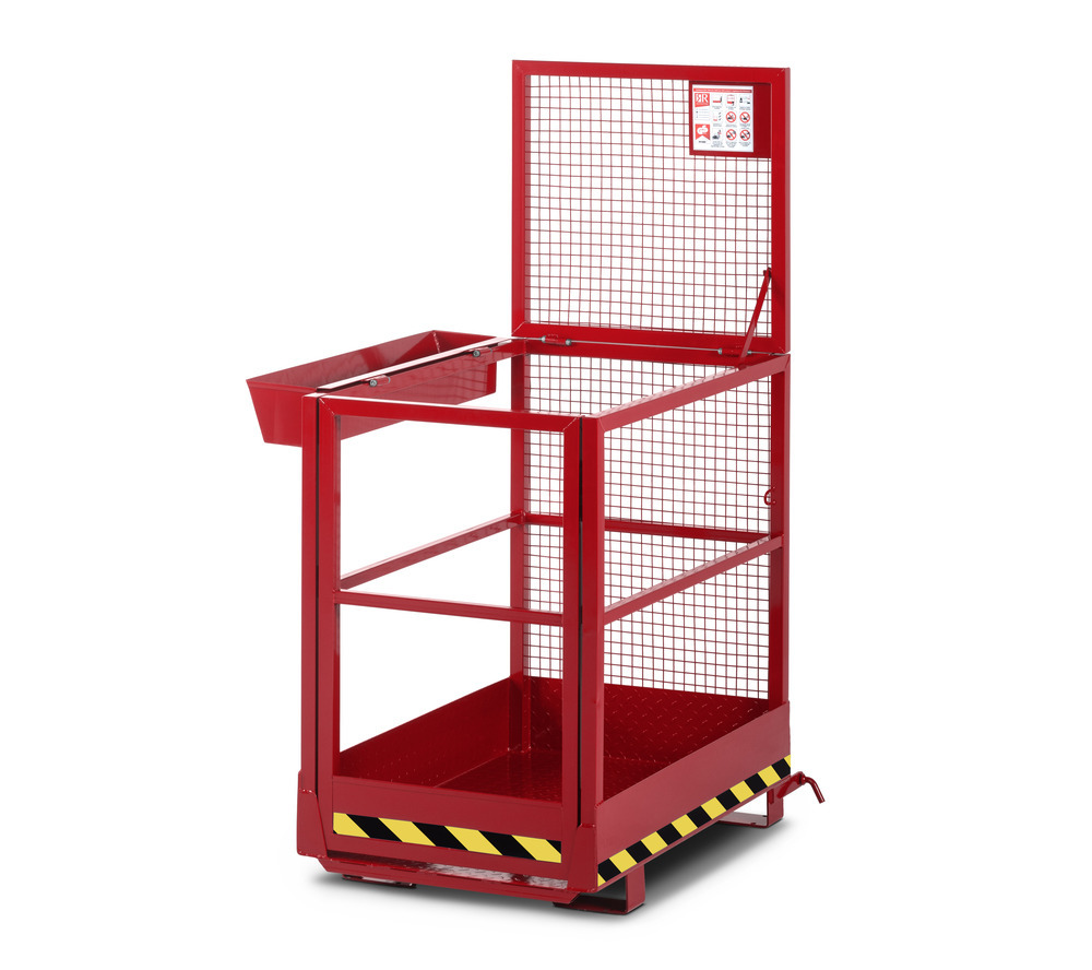 Arbeitskorb Slim für Gabelstapler, Stahl pulverbeschichtet, LxB 1200x800mm, Traglast 300 kg, rot - 2