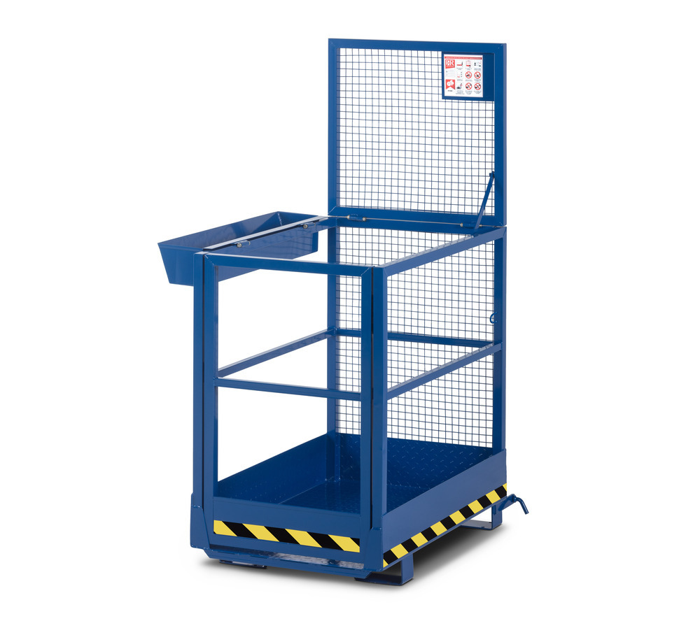 Arbeitskorb Slim für Gabelstapler, Stahl pulverbeschichtet, LxB 1200x800mm, Traglast 300 kg, blau - 2