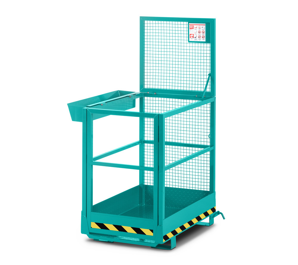 Arbeitskorb Slim für Gabelstapler, Stahl pulverbeschichtet, LxB 1200x800mm, Traglast 300 kg, türkis - 2