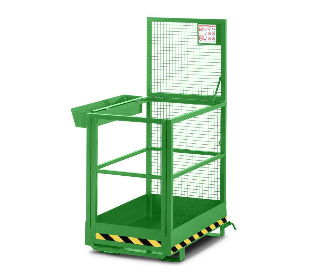 Arbeitskorb Slim für Gabelstapler, pulverbeschichtet, LxB 1200x800mm, Traglast 300 kg, gelbgrün - 2