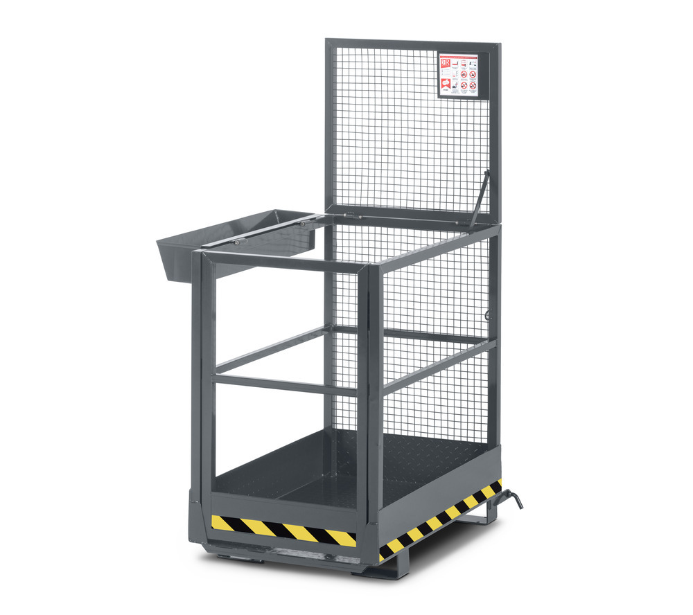 Arbeitskorb Slim für Gabelstapler, Stahl pulverbeschichtet, LxB 1200 x 800mm, Traglast 300 kg, grau - 2