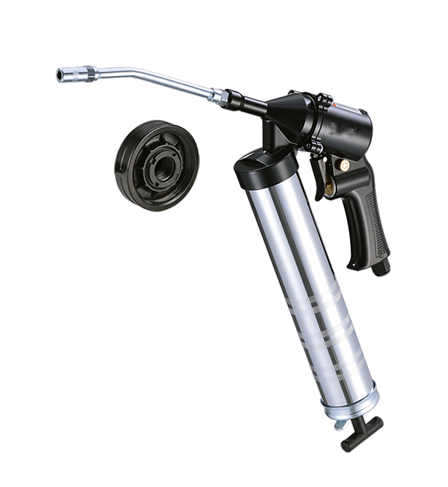 Pneumatik smörjpistol R-Shuttle, för 400 och 500 g fettpatroner, med slang, griphuvud och oljare - 1